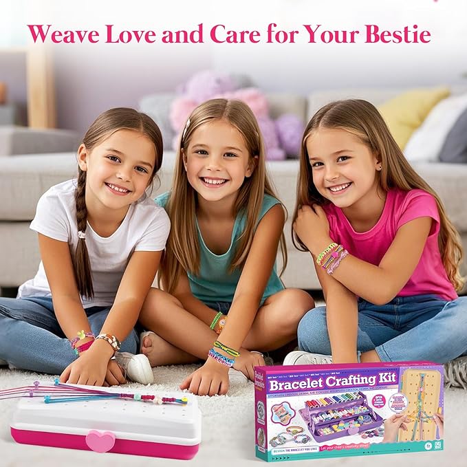 Friendship Bracelet Making Kit with Storage Box,DIY String Bracelet Arts and Craft for Girls Aged 8-12, Birthday Gifts for Ages 6 7 8 9 10 11 12 Year Old -Light Blue