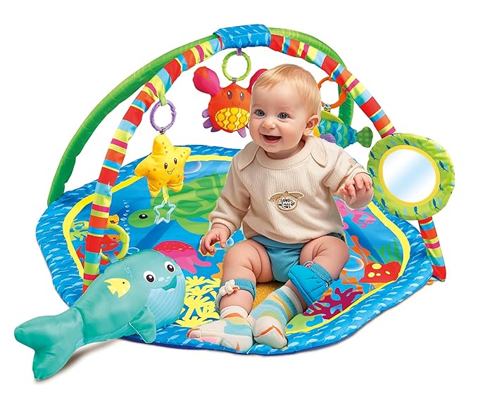 Baby Activity Play Gym Mats Ocean Park with Arches, Activity Toys, Animals Toys (L30 x W30 Inch)