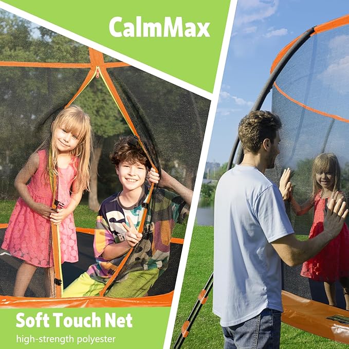 14FT 12FT 10FT 16FT Trampoline with Safety Enclosure, Anti-Rust Coating – ASTM Certified, Heavy-Duty Outdoor Trampoline with Ladder – for Kids & Adults