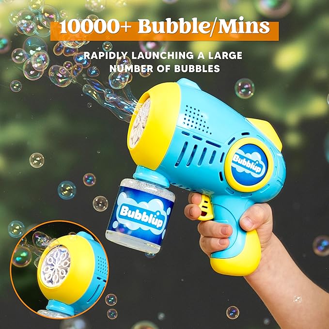 JOYIN 2 Kids Bubble Guns with 4 Bottles Solution, Automatic Bubble Machine Gun with 8 Holes for Kids, Adults, Summer Toys, Easter Basket Stuffers, Birthday Gift, Party Favors