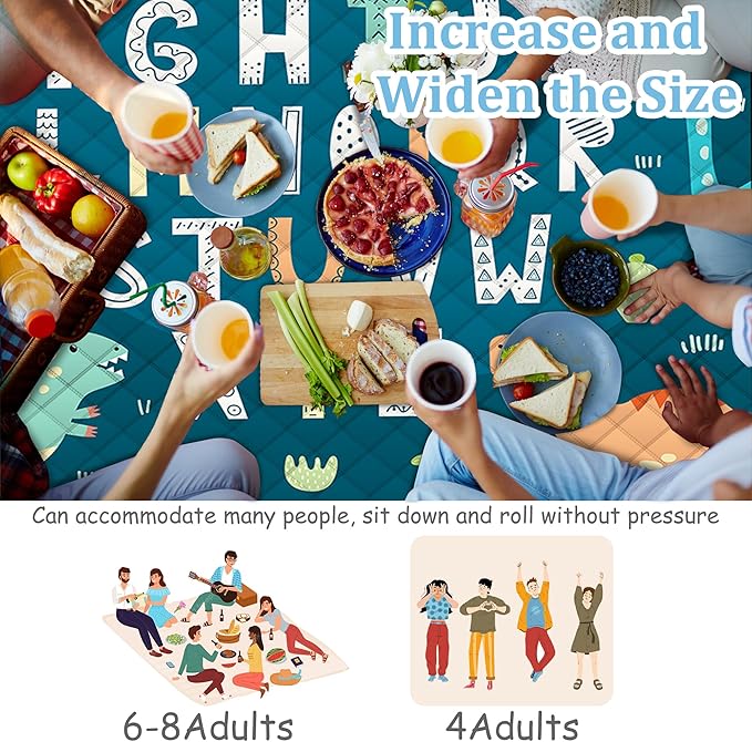 Extra Large Picnic Blanket Waterproof,80"x 80"Foldable Machine Washable Beach Blankets,Outdoor Blanket for 6-8 Adults,Picnic Mat Suitable for Indoor Crawling,Park Beach,Camping,Hiking,Travel( Blue)