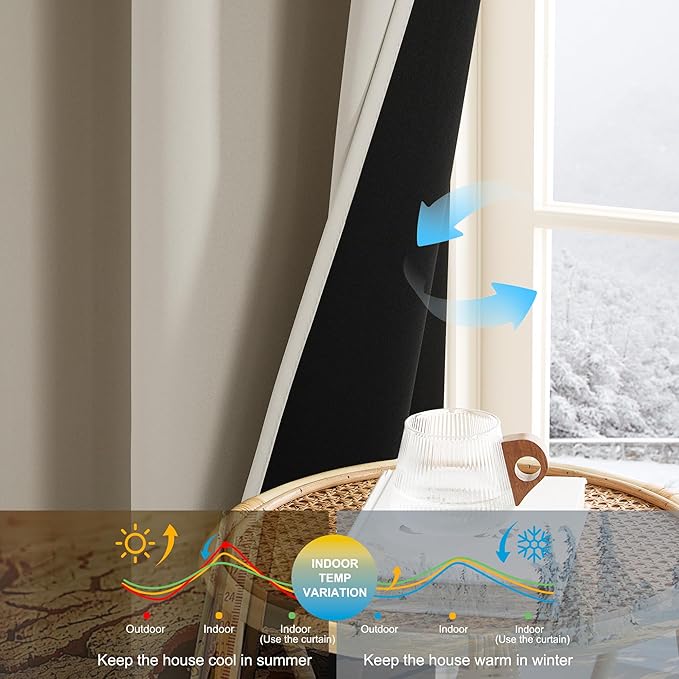 NICETOWN Bedroom Curtains 84 Inches Length, 100% Blackout Drapes Thermal Insulated with Grommet for Living Room Office Privacy Darkening Curtain, 2 Panels, 42 x 84 Inch, Natural