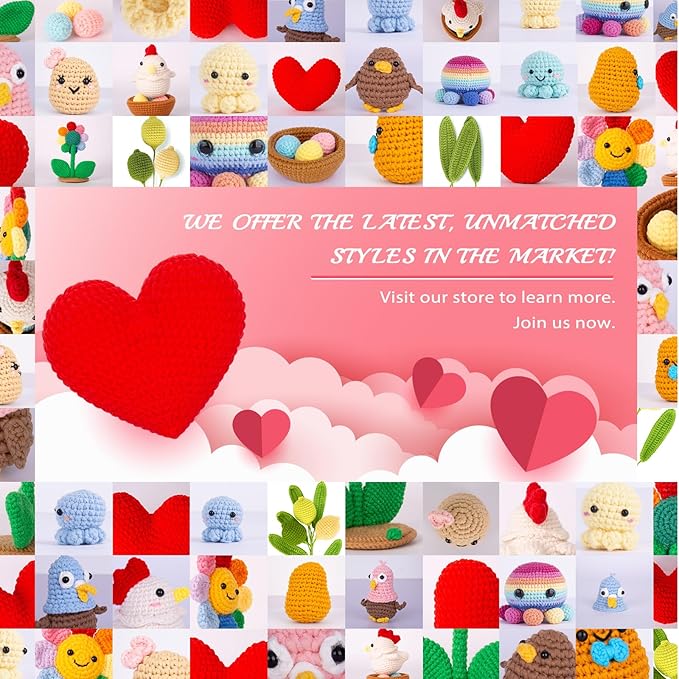 Crochetta Crochet Kit for Beginners, Crochet Kit w Step-by-Step Video Tutorials, Crochet Starter Kit Learn to Crochet Kits for Adults Kids Beginners, Heart Crochet Kit