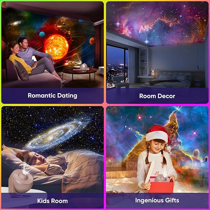 Galaxy Projector, 12 in 1 Planetarium Galaxy Star Projector for Bedroom, 360° Rotating Galaxy Star Night Light Projector for Kids, Home Theater, Ceiling, Room Decoration, Pink, BL-DQY02