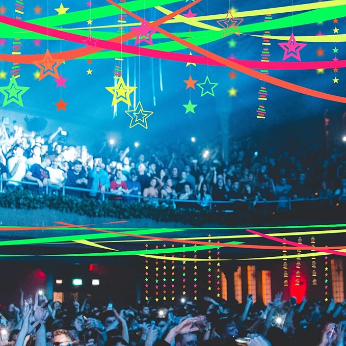 800Feets Neon Glow in The Dark Party Supplies - UV Reactive Fluorescent Crepe Paper Streamers for Wedding, Birthday, Fiesta Decorations