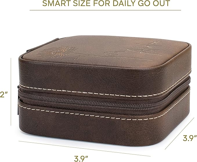 Custom Leather Jewelry Box w/Name & Birth Flower Month - Birthday Gifts for Women, Personalized Jewelry Travel Case - Customized Jewelry Organizer Box, Mom Birthday Gifts - Emerald