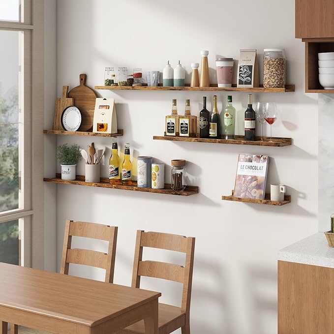 Floating Picture Ledge Shelves Set of 4, 56 Inch Long Large Nursery Book Shelf for Toys Storage Kids Bookshelf Wall Mounted Living Room Bedroom Decor Frames