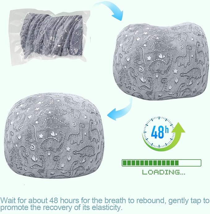 Kids Bean Bag Chair Turn into Beanbag Bed, Dinosaur Toddler Bean Chair for Girl Boy Sleeping, Lazy Children Bean Bags with Filler, Convertible Child Floor Mattress, Grey Dino