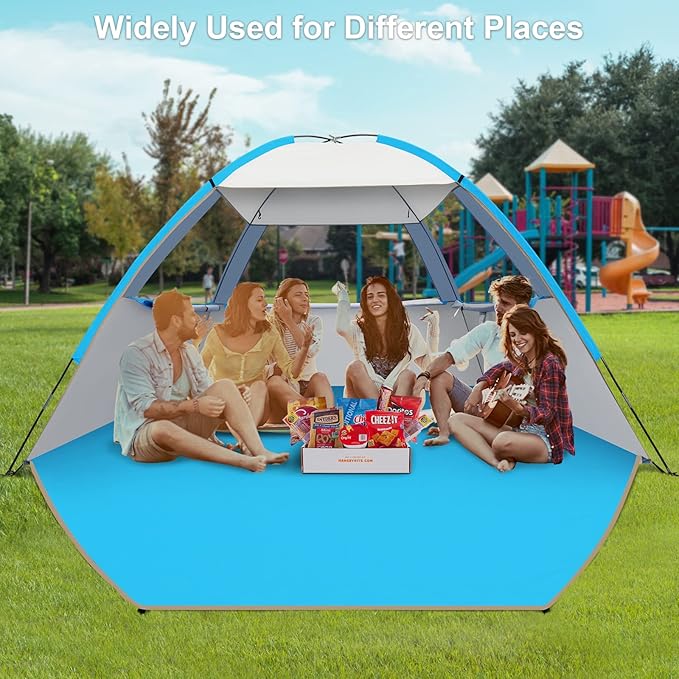 Gorich Beach Tent Sun Shelter for 3/4-5/6-7/8-10 Person with UPF 50+ UV Protection, Lightweight & Easy Setup Beach Shade Canopy, Portable Beach Shade Tent Beach Cabana