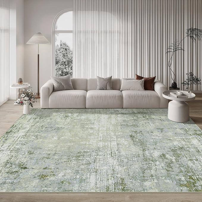 9x12 Area Rugs for Living Room Rug Washable: Modern Large Rug for Dining Room Bedroom Carpet Non Slip 9 by 12 Indoor Abstract Nursery Home Office Green