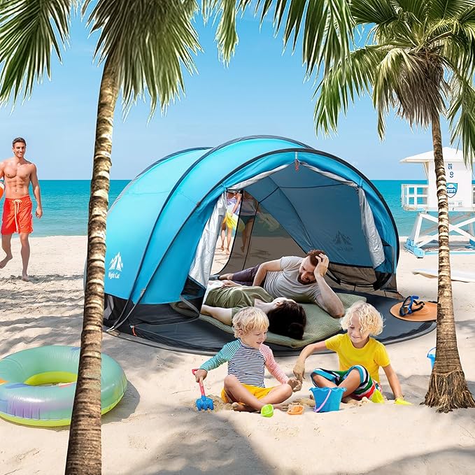 Night Cat Pop-up Beach Tent: Large Sun Shade Shelter for 2-4 Persons Picnic Sport Activities