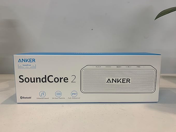 Anker Soundcore 2 12W Portable, Wireless Bluetooth Speaker with Better Bass, 24-Hour Playtime, 66ft Bluetooth Range, IPX7 Water Resistance, Built-in Mic, Ideal for Shower, Travel, Party, Beach - Blue