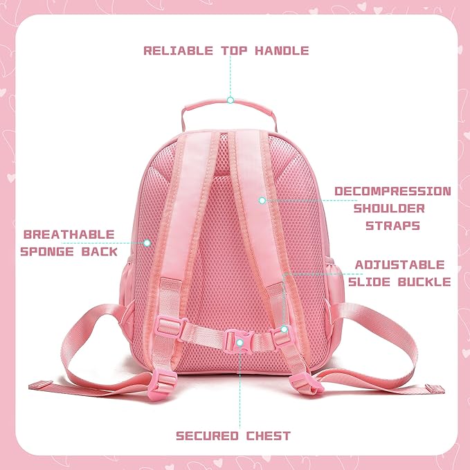 I IHAYNER Kids Glitter Lightweight Backpack for School Travel & Daycare, Toddler Backpack for Girls 3+ Preschool Kindergarten Elementary Kids Backpack-Rainbow Pink L