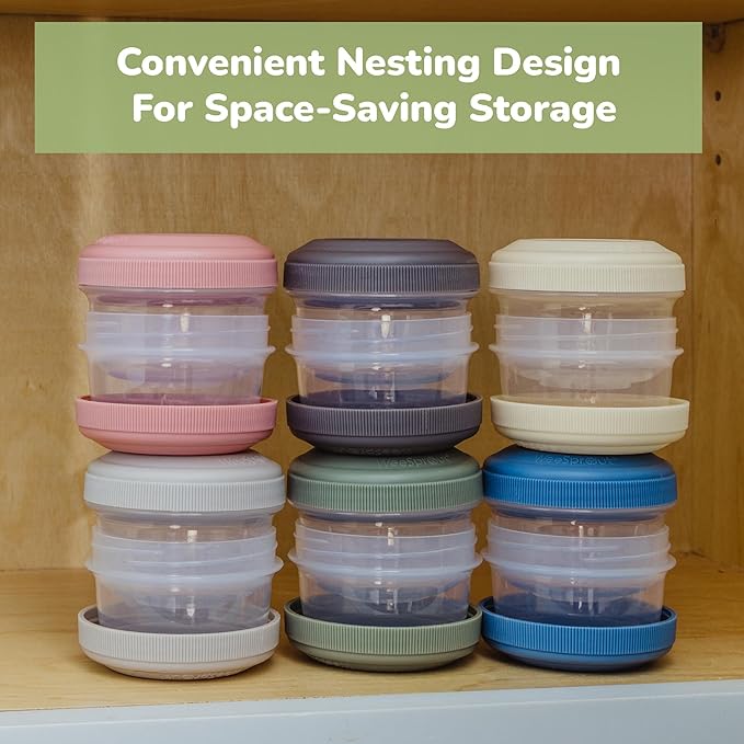 WeeSprout Leakproof Baby Food Storage - 12 Set, Small Plastic Containers with Lids, Lock in Freshness, Nutrients & Flavor, Freezer & Dishwasher Friendly, 4oz Snack Containers (Variety Matte)