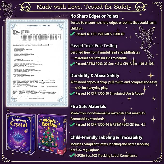 AMIZEY Fairy Potion Kit for Kids with Crystal Growing Toy - 20 Bottles - Gifts for Girls Ages 6-12