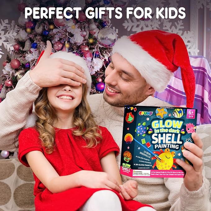 EPUMP Shell Painting Kit for Kids - Glow in The Dark Arts and Crafts Supplies Kits for Girls Boys - Kids Activities Creative Art Set Birthday Gifts DIY Paint Toys for Age 6 7 8 9 10 11 12 Years Old