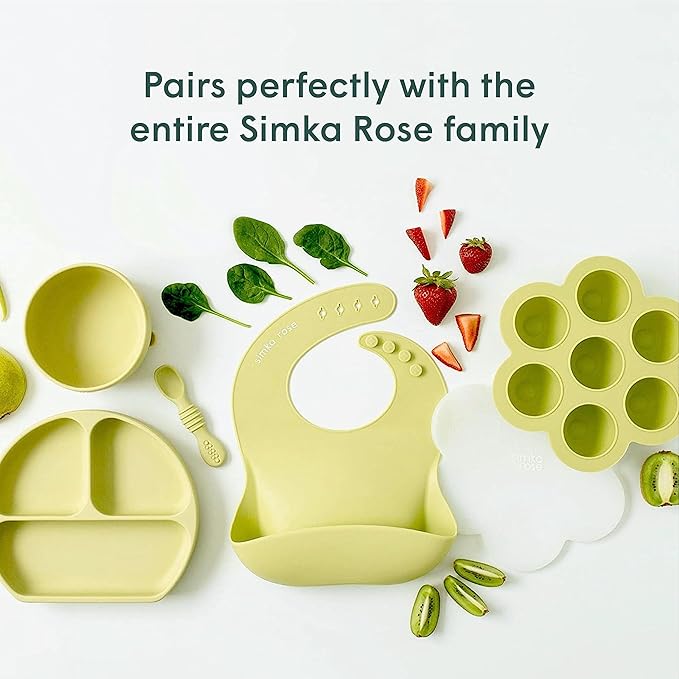 Simka Rose Silicone Baby Spoons Self Feeding (6 Pack)- First Stage Infant Spoons for Babies & Toddlers- Baby Led Weaning Shallow Spoons- Easy on Gums- 6 Months+ -Dishwasher Microwave Safe