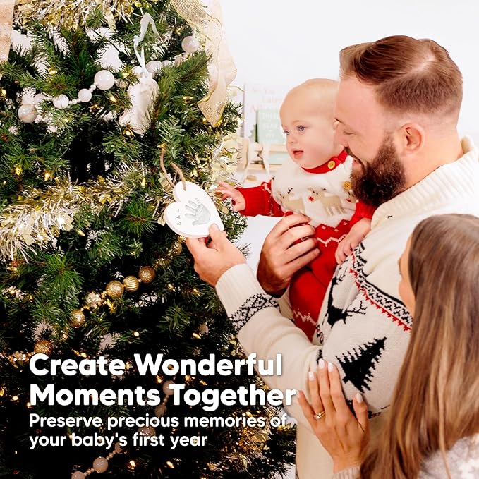 Baby Hand and Footprint Kit Keepsake - Quick-Dry Newborn Foot & Handprint Ornament Kit Boys, Girls, Personalized New Baby Gifts for New Parents, Cute Christmas & Keepsake Gifts (Duo Heart)