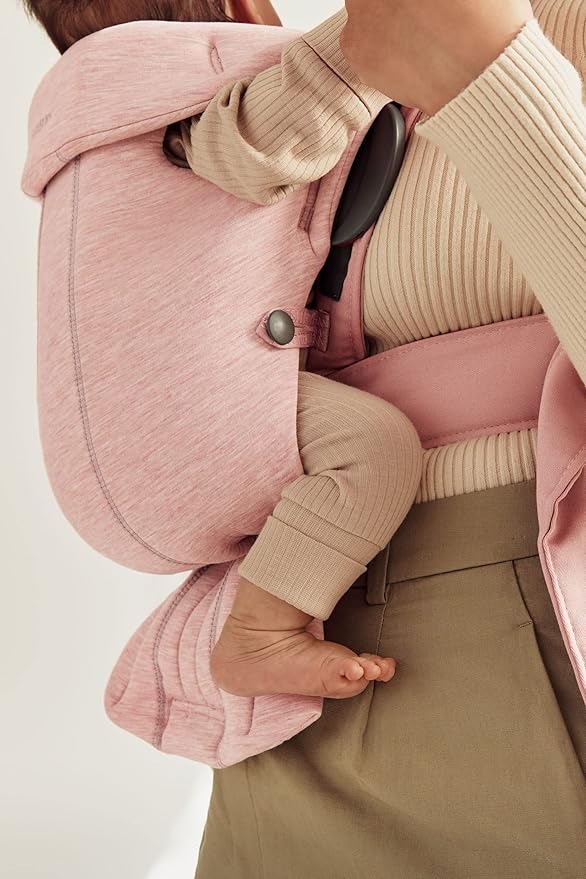 BabyBjörn Baby Carrier Mini, Light Pink, 3D Jersey | Infant Carrier (7-25 lbs), Ergonomic, Easy-to-Use