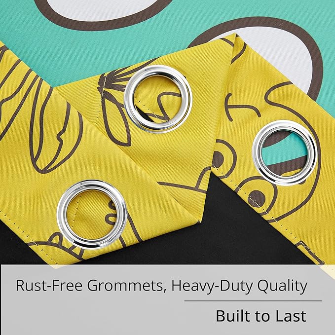 Dinosaur Blackout Curtains for Kids Room - 2 Panels, Each W52×L63, 100% Blackout, Thermal Insulated, Noise Reducing, Perfect for Kids Room and Nersury