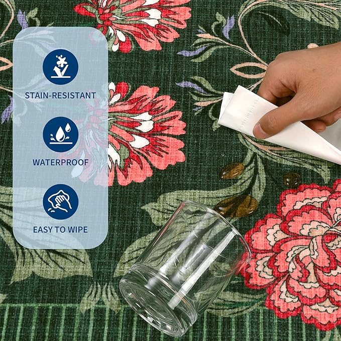 GarveeHome Forest Green Floral Botanical 2x6 Washable Kitchen Runner Rugs Non Slip Vintage Boho Cottage Long Rug for Hallways Bedroom Entryway Bathroom Mat with Rubber Back