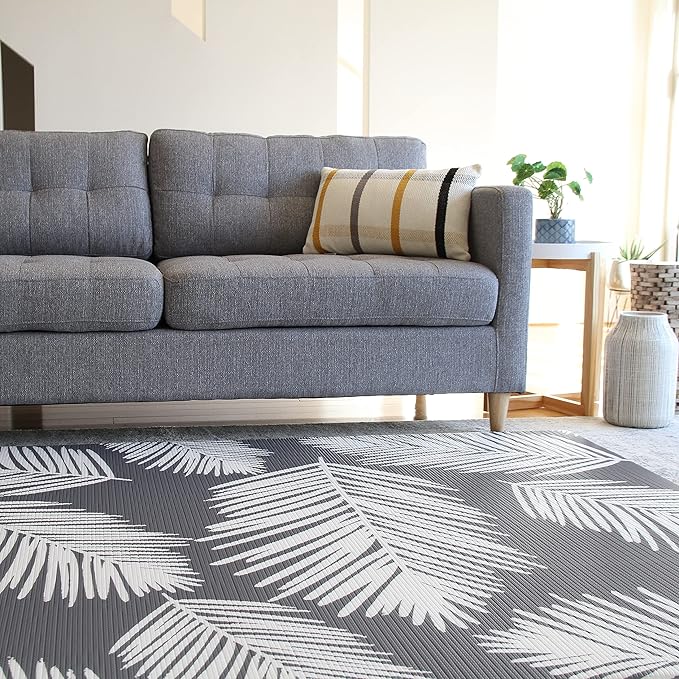 Cushmat Stylish Reversible Foam Play Mat (Large, Alpha - Palm Char) - Soft, Waterproof, Durable Play mat for Infants, Babies, Toddler, Kids & Grownup - 6.5ft x 4.5ft