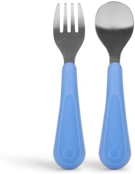 Ubbi Toddler Utensil Set, Stainless Steel Fork & Spoon, Polaris Blue by Unknown