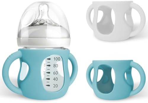 Silicone Sleeves for Avent Natural Glass Baby Bottles, BPA Free, Anti Breakage by AUDRWALL