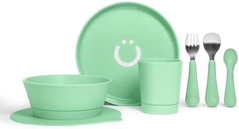 Ubbi 7-Piece Toddler Feeding Set, Non Toxic, Food Grade, Sugar Snap Green by Unknown