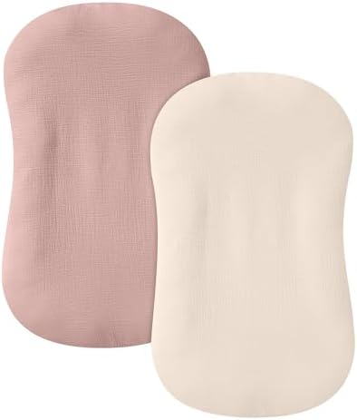guruixu 2 Pack Muslin Baby Lounger Cover, 100% Cotton Infant Lounger Cover by guruixu