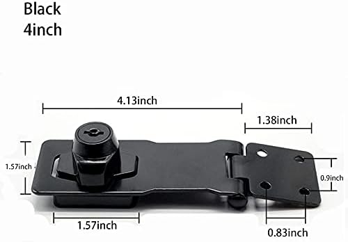 2 Packs Keyed Hasp Locks Twist Knob Keyed Locking Hasp for Small Doors, Cabinets and More,Stainless Steel Steel, Hasp Lock Catch Latch Safety Lock Door Lock with Keys (4inch, Bliack)