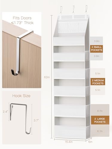 Criusia Over the Door Organizer, Heavy-Duty 6-Shelf Hanging Storage - Image 6