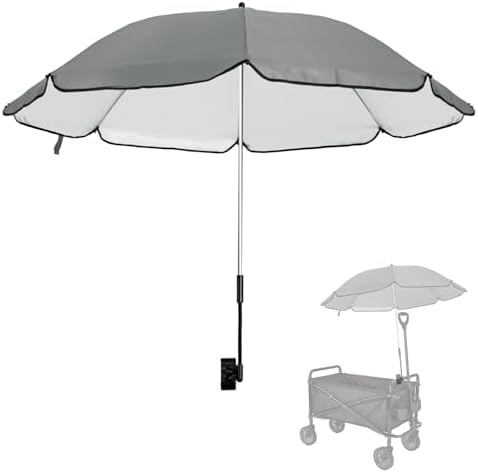 UPF 50+ Wagon Umbrella with Universal Clamp, Adjustable Lounge Wagon Umbrella by Unknown