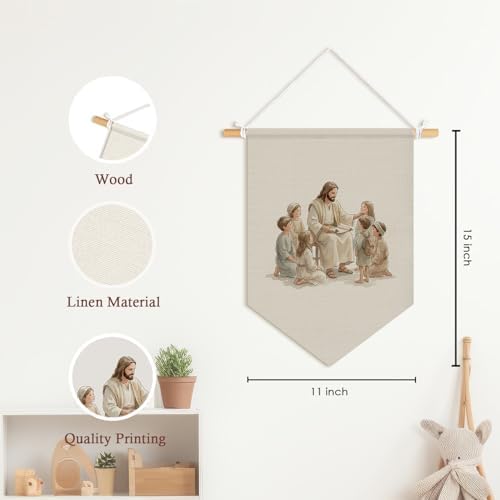 Kids Room Decor, Jesus with Children Religious Wall Banners - Image 7
