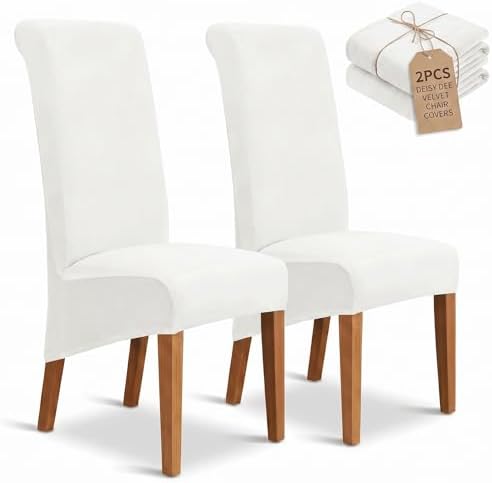 Deisy Dee Velvet Dining Chair Covers Set of 2, Extra Large XL Oversized Stretch by DeisyDee