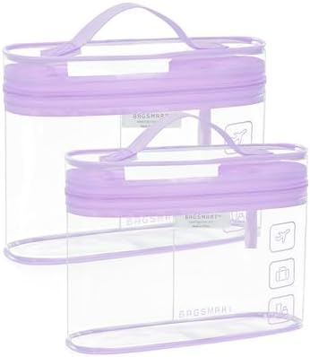 BAGSMART TSA Approved Toiletry Bag, 2 Pack Clear Makeup Cosmetic Bag Organizer by BAGSMART