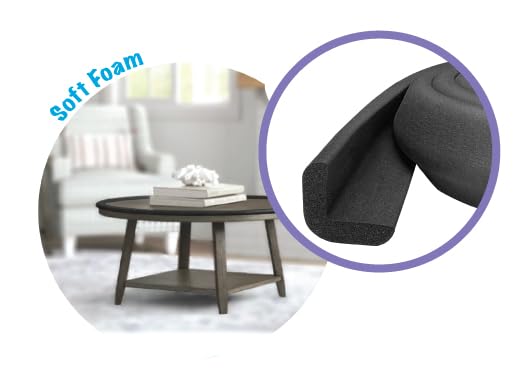 Kidkusion Baby Proof Edge Guards for Safety | Made in The USA | 48 Feet | Black | Edge Protectors for Furniture, Tables, Fireplaces | Heavy Duty Tape Included
