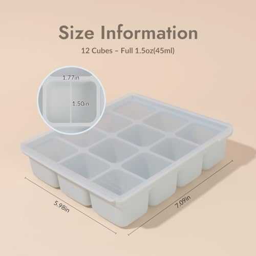Baby Food Storage Silicone Cubes, Celadon Green, 12 Cubes 1.5oz - Image 3