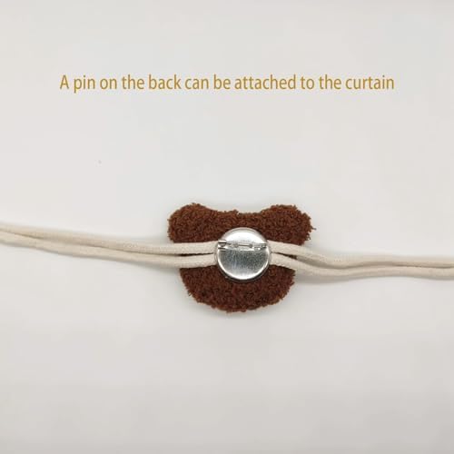 Brown Bear Curtain Tiebacks 2 Pack, Adjustable No-Drill Rope Ties - Image 3