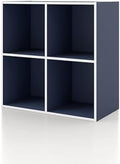 Homes: Inside + Out Apexa 4-Cube Storage Organizer Shelves, Stackable Wood by HOMESInsideOut
