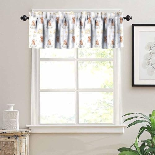Cartoon Bears Valance Curtains Cute Lovely Bear Star Cloud Ballon Pastel Window - Image 5