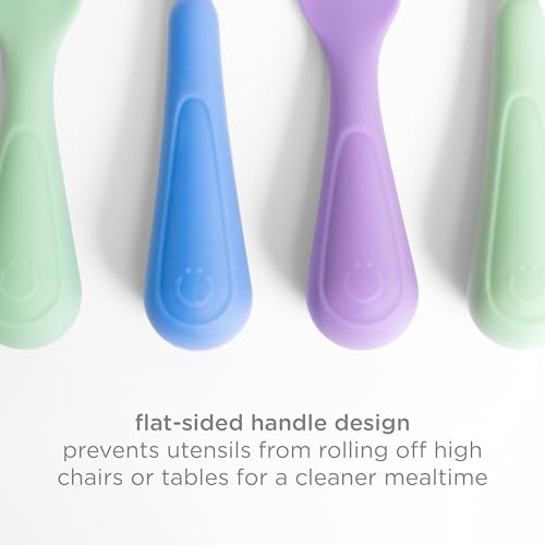 Ubbi Toddler Utensil Set, Stainless Steel Fork & Spoon, Sugar Snap Green - Image 4