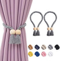 NICEEC 2 Pack Wooden Ball Magnetic Curtain Tiebacks Boho Home Decor Drape Tie by NICEEC