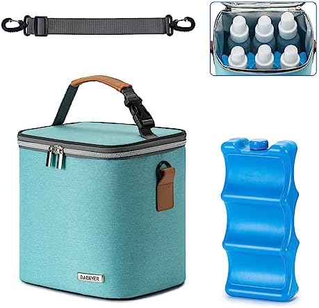 Breastmilk Cooler Bag with Ice Pack Fits 6 Baby Bottles Up to 9 Ounce, Baby by BABEYER