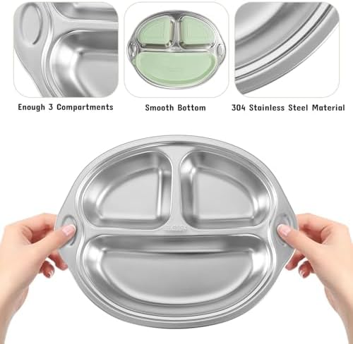 Stainless Steel Baby Suction Plate, Divided Toddler Plate - Image 5
