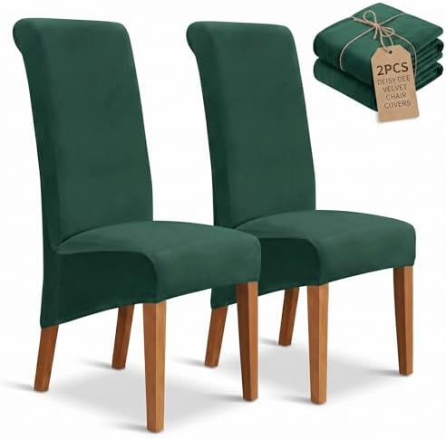 Deisy Dee Stretch XL/Oversized Extra Large Velvet Dining Room Chair Covers by DeisyDee