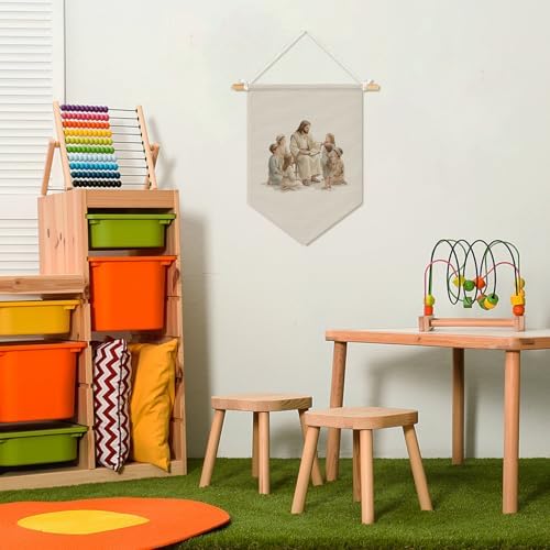 Kids Room Decor, Jesus with Children Religious Wall Banners - Image 6
