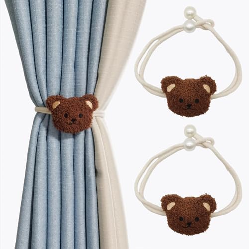 Brown Bear Curtain Tiebacks 2 Pack, Adjustable No-Drill Rope Ties by Unknown