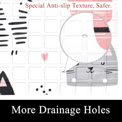 Shower Mat Non Slip 26.8 x 15.1 Inches, Funny Cats Bathtub Mat Shower Stall Mats - Image 2