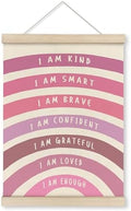 HRQKO Pink I Am Kind Smart Poster Hanger Frame, Boho Rainbow Classroom Wall Art by HRQKO